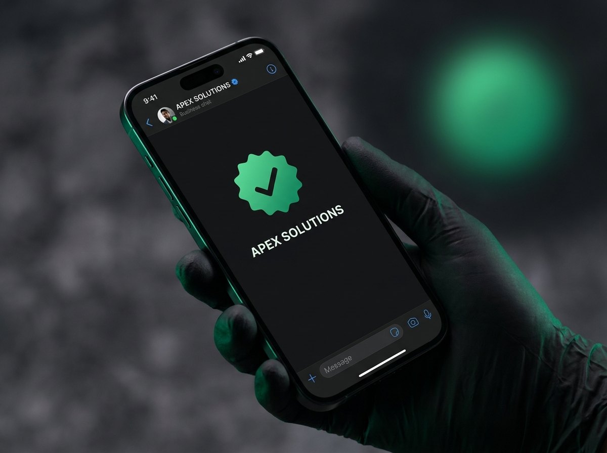 Celular exibindo perfil comercial com selo verificado